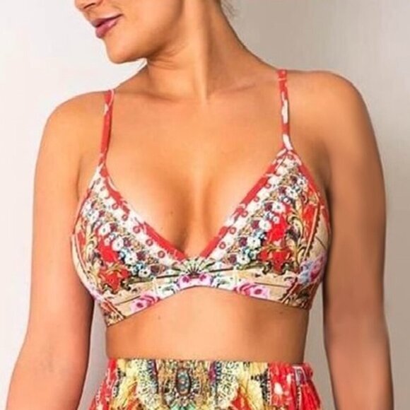 RARE! Camilla Cameos Dance Crop‎ Top Bralette Bra Size 1 Small b45